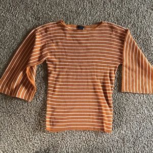 Ann Taylor ribbed sweater gold & white size L